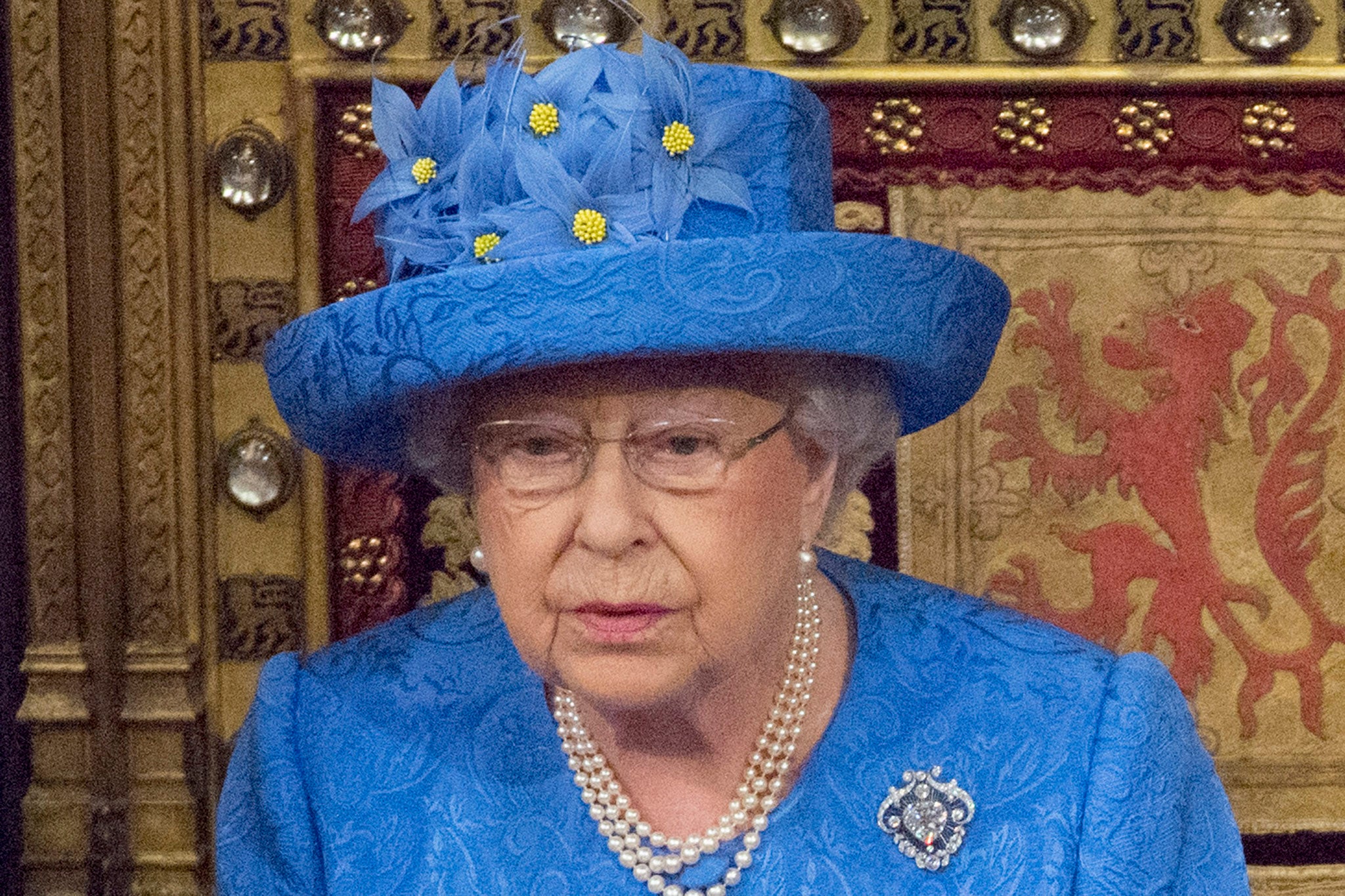 At the 2017 State Opening of Parliament – a year after the referendum, and following a general election that saw Nigel Farage's Ukip wiped out – Elizabeth II wore blue and yellow, the colours of the EU flag