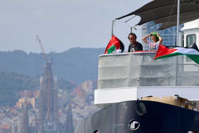 <p>Greta Thunberg on board the Global Sumud Flotilla</p>