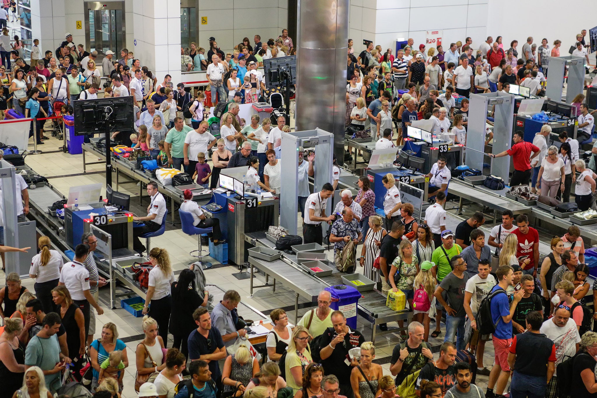 Security and passport control at Antalya airport