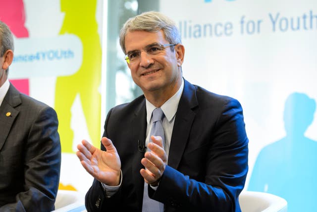 <p>France's Laurent Freixe, Executive Vice President in the Nestle Headquarters, applauds during an event in Vevey, Switzerland, Thursday, Sept. 18, 2014</p>