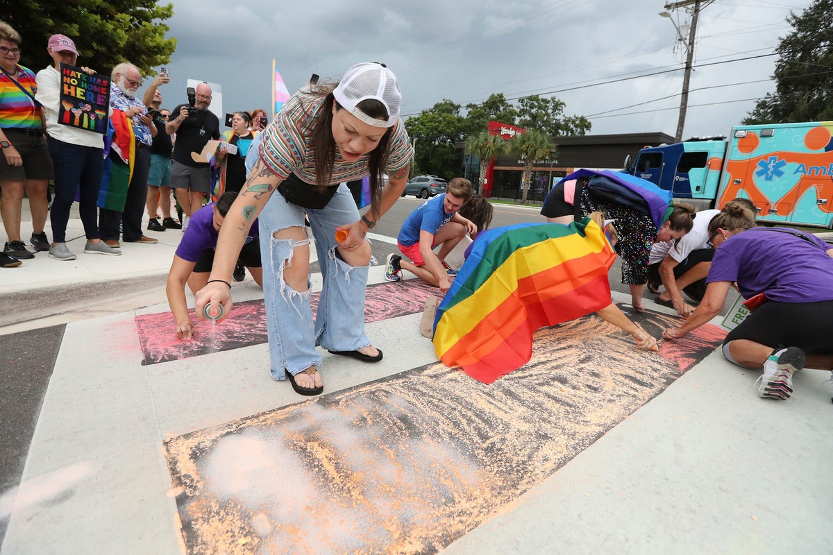 Protesters keep getting arrested and released over rainbow chalk art at the Pulse shooting memorial crosswalk Protesters keep getting arrested and released over rainbow chalk art at the Pulse shooting memorial crosswalk