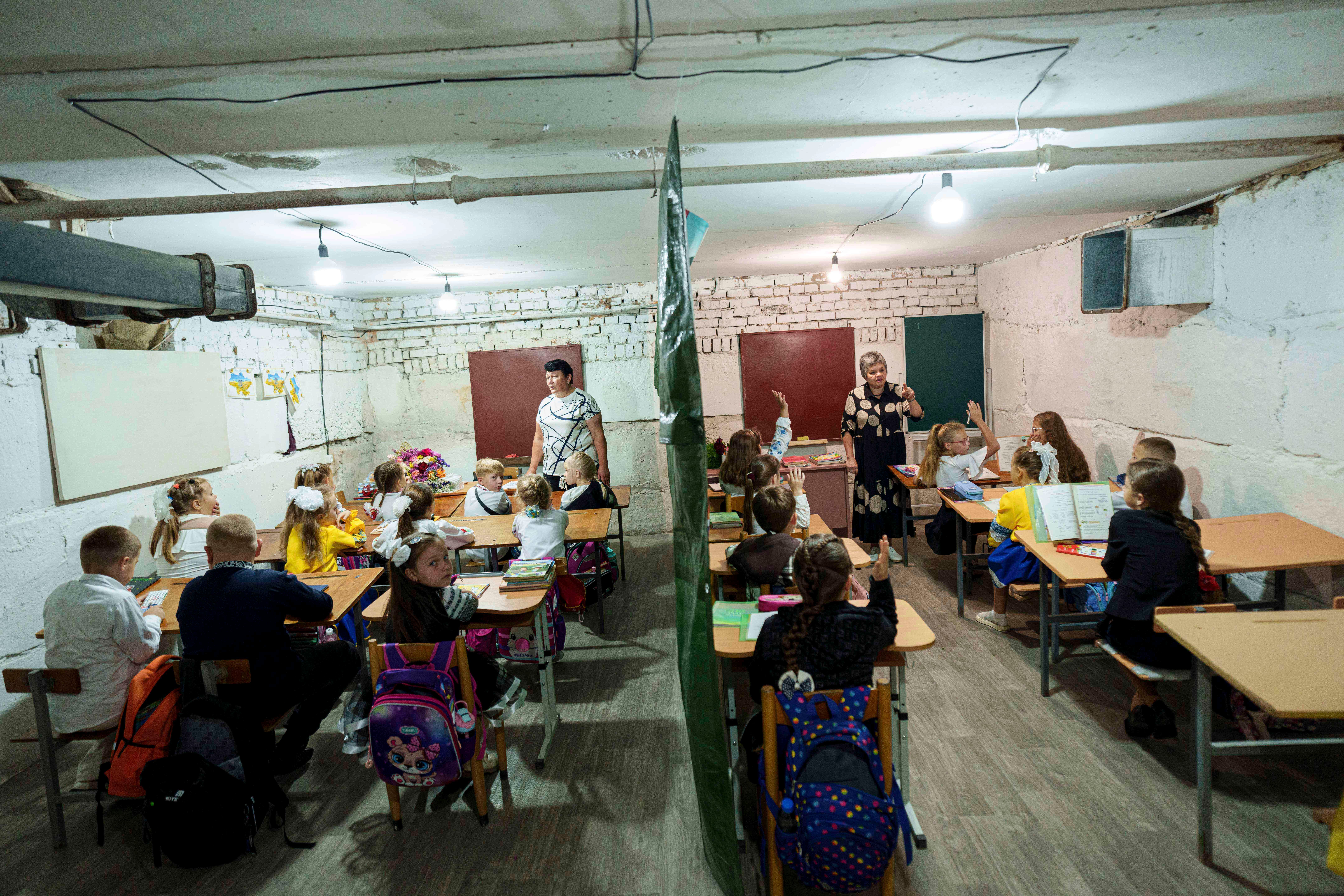 APTOPIX Russia Ukraine War Underground School