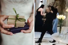 Surveillance footage captures uninvited man making off with $100k worth of gifts from California wedding