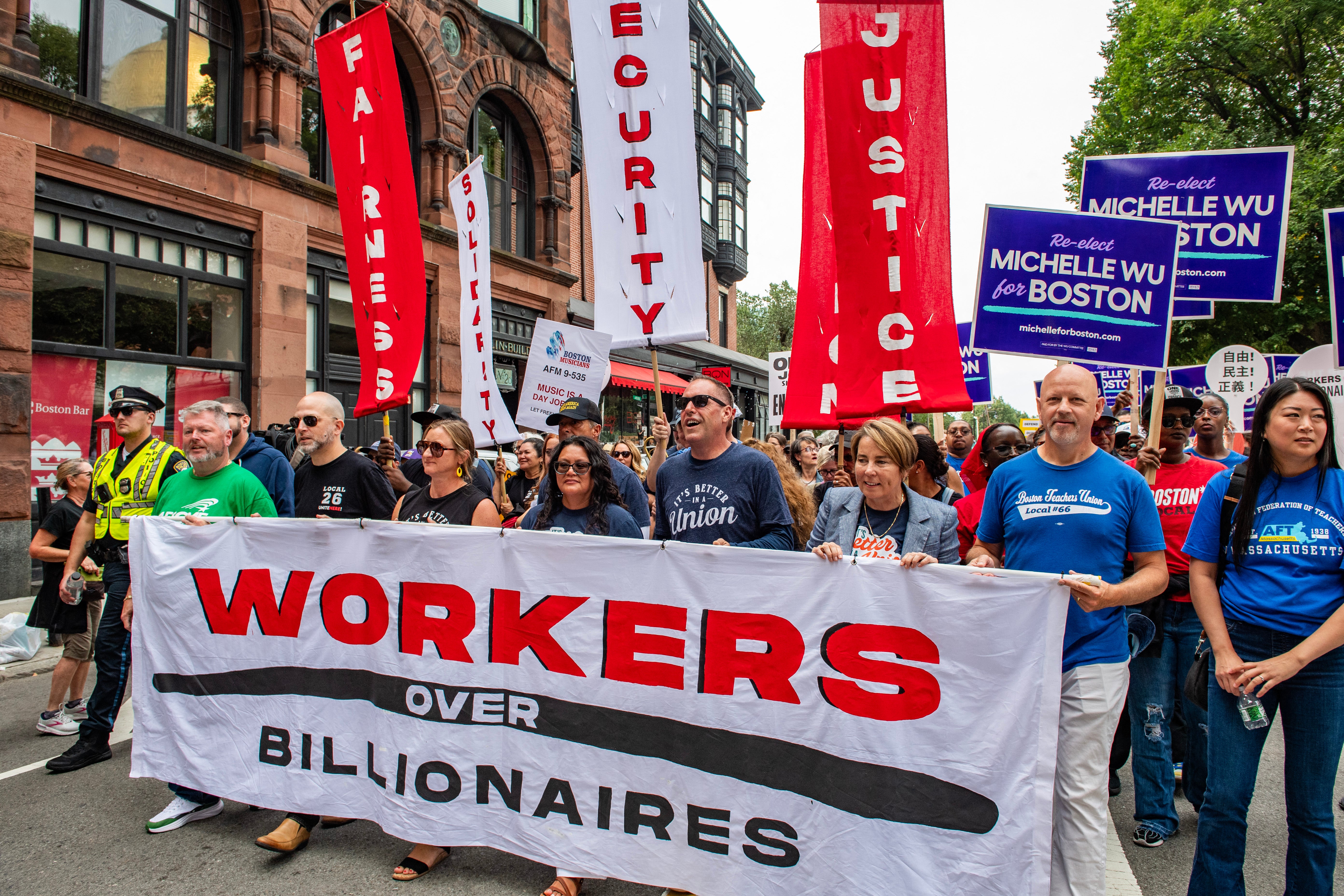 On Monday, protesters gathered at hundreds of events across the country to not only support workers but also denounce the Trump administration