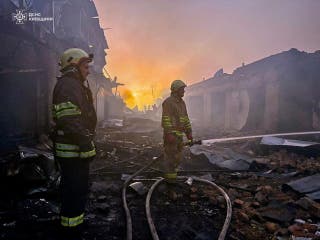 Aftermath of a Russian drone attack in Bila Tserkva