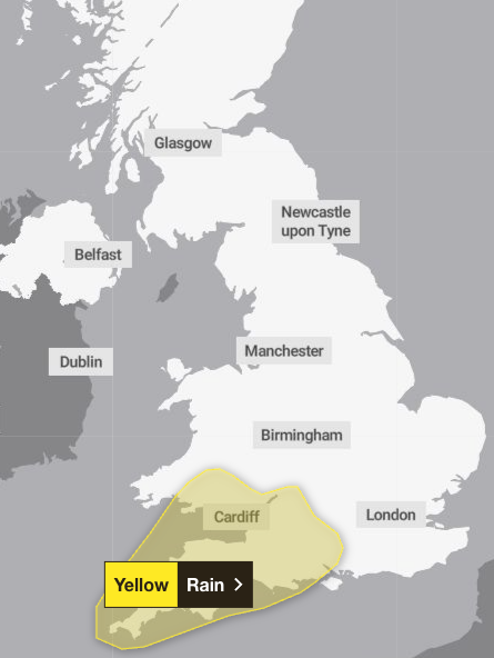 A yellow weather warning is in place