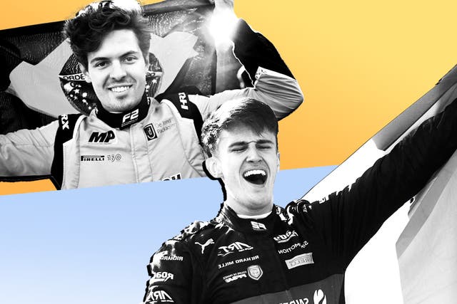 <p>Felipe Drugovich, left, and Theo Pourchaire have been unable to land a seat in F1 despite their F2 triumphs </p>