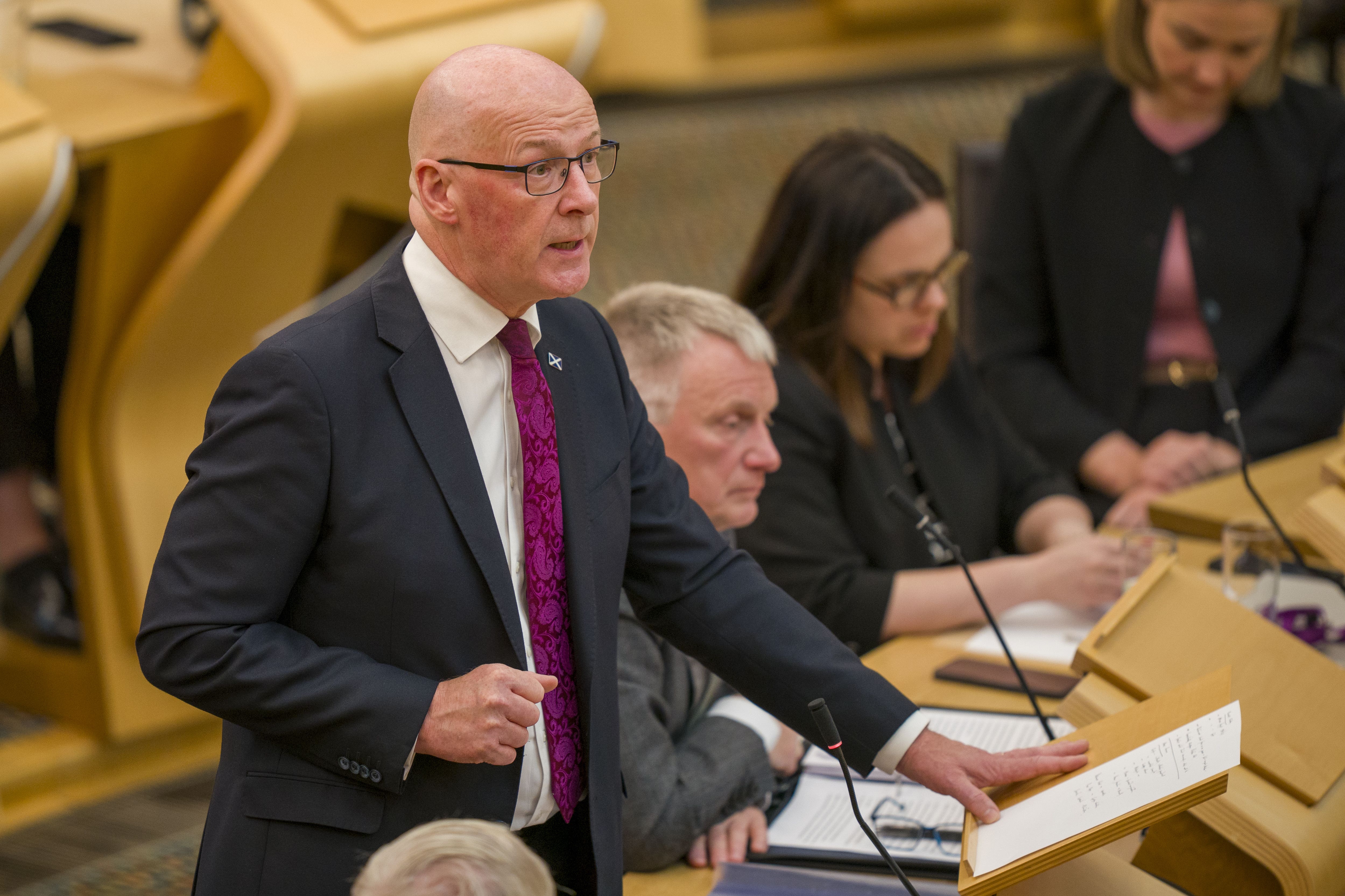 First Minister John Swinney urged the UK Government to recognise the state of Palestine and withdraw from the trade deal with Israel (Jane Barlw/PA)