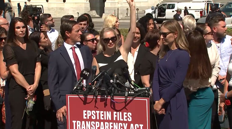 <p>Trump flyover silences Epstein victims</p>