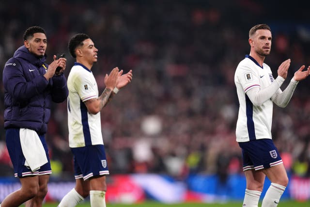 England’s Jude Bellingham and Morgan Rogers (John Walton/PA)