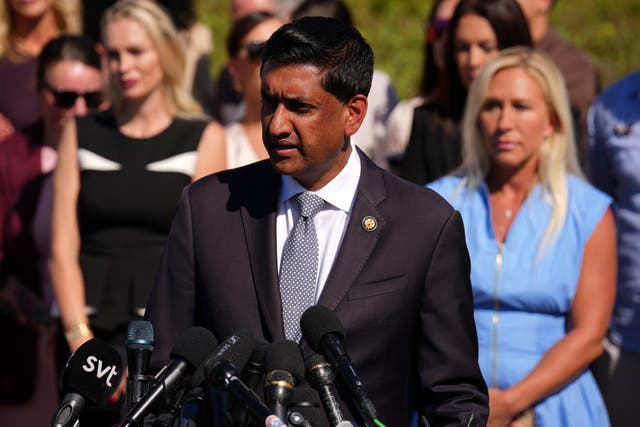 <p>Rep. Ro Khanna (D-CA) speaks during a news conference with victims of disgraced financier and sex trafficker Jeffrey Epstein outside the U.S. Capitol on Sept. 3. Khanna and Rep. Thomas Massie (R-KY) have introduced the Epstein List Transparency Act to force the federal government to release all unclassified records from the cases of Epstein and his associate, Ghislaine Maxwell.</p>