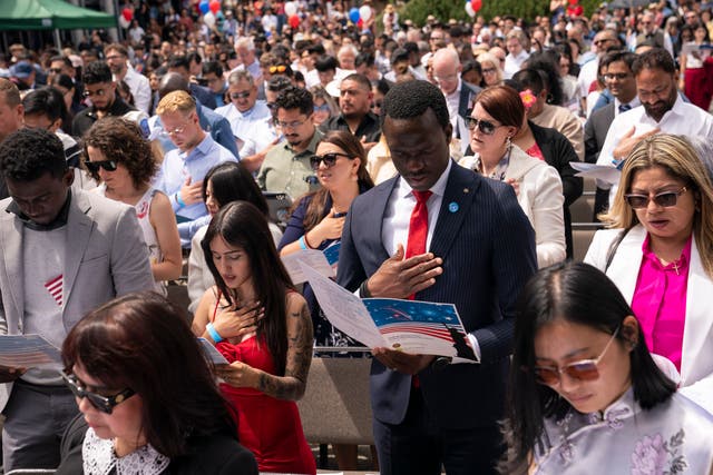 <p>The Trump administration has been accused of launching an 'attack' on immigrants after banning voter recruitment drives at naturalization events</p>