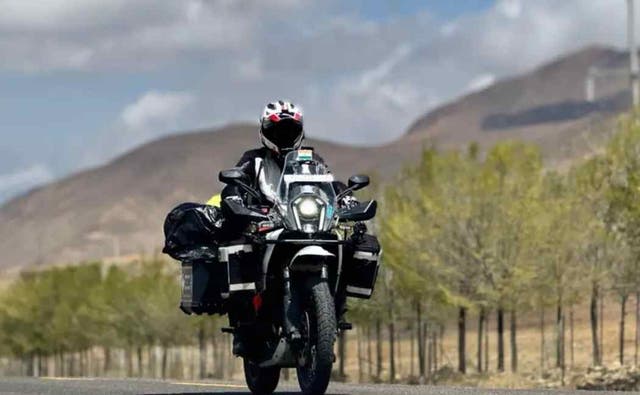 <p>Yogesh Alekari had travelled 15,000 miles around the world before his bike was stolen in the UK </p>