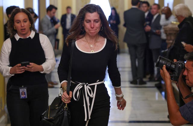 <p>GOP Representative Nancy Mace leaves the Epstein survivors’ hearing last Tuesday after suffering a “full-blown panic attack” </p>