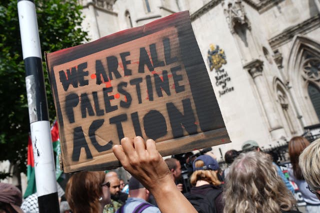 Protesters outside the Royal Courts of Justice in July (Lucy North/PA)