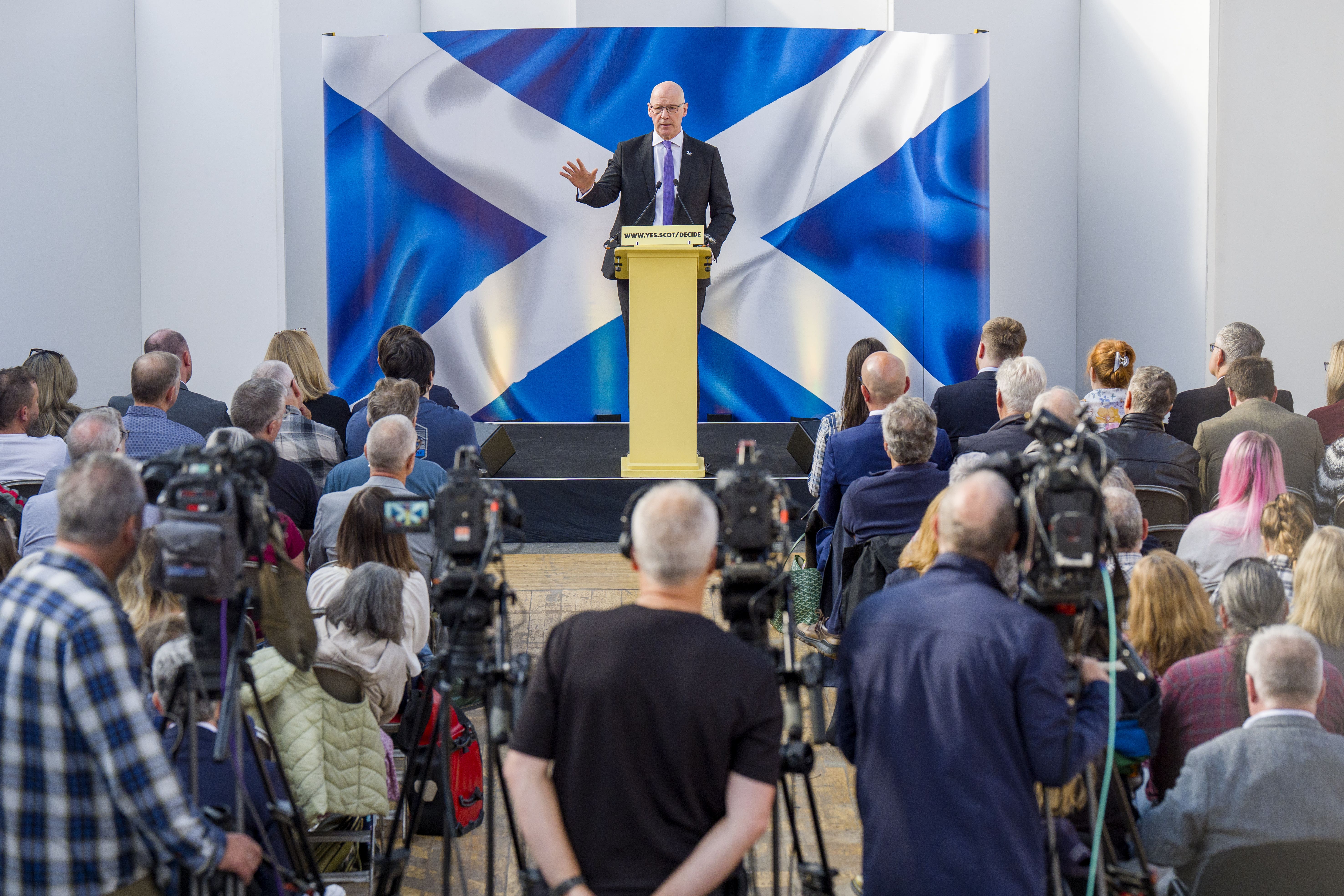 Scottish First Minister John Swinney during a speech in Edinburgh on independence (Jane Barlow/PA)