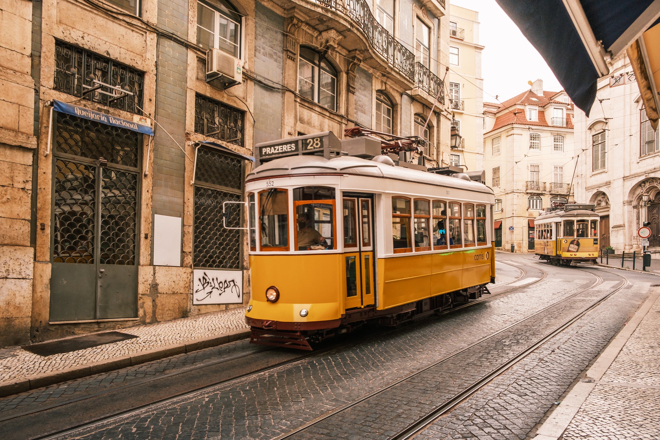 Tram number 28 in downtown Lisbon