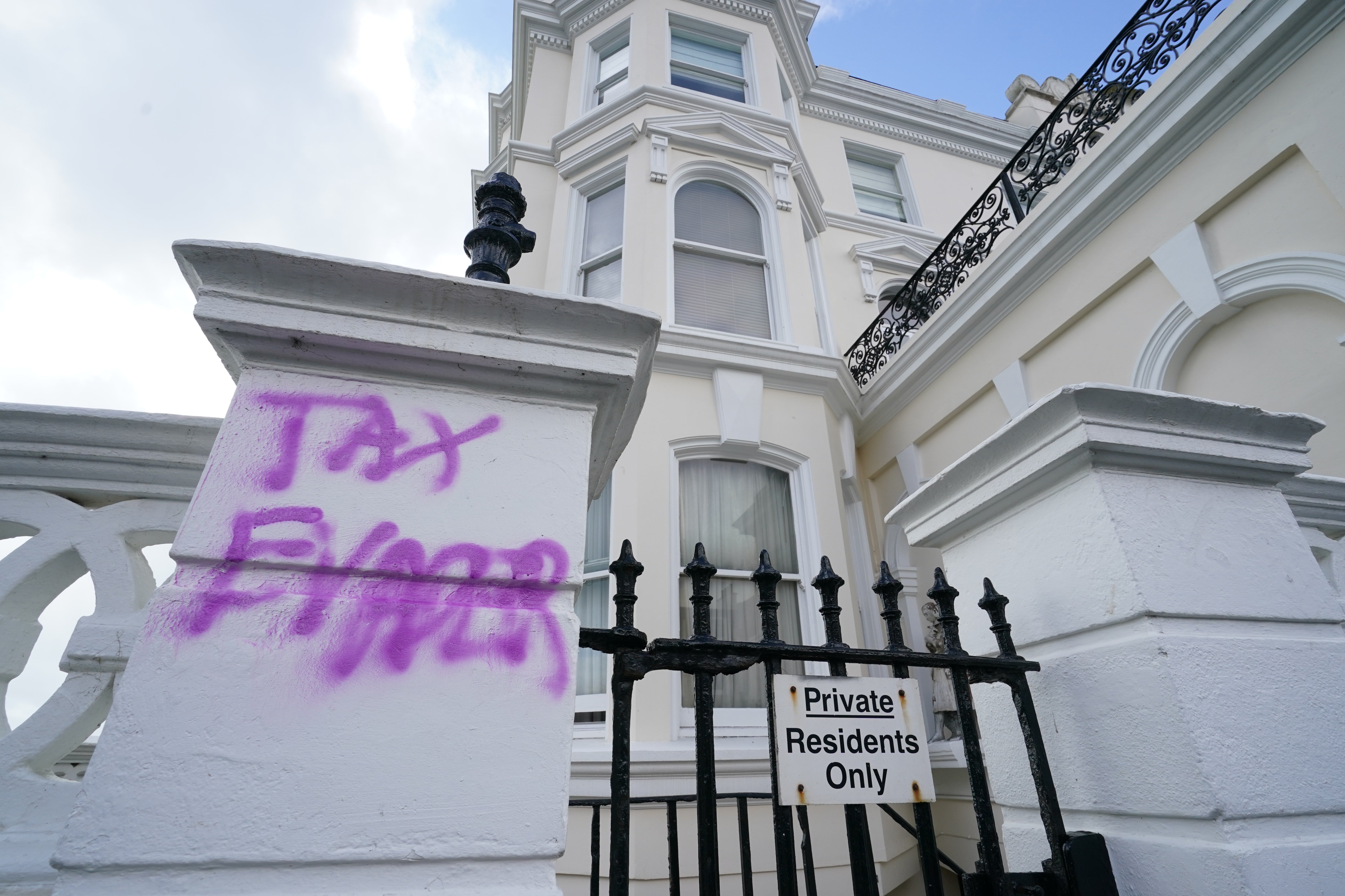 Graffiti outside Rayner’s home in Hove