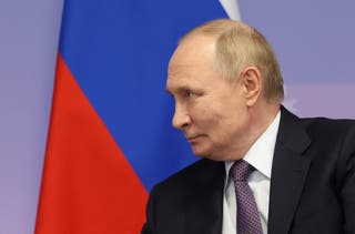 Russia's president Vladimir Putin attends a meeting with Laotian Prime Minister on the sidelines of the Eastern Economic Forum in Vladivostok