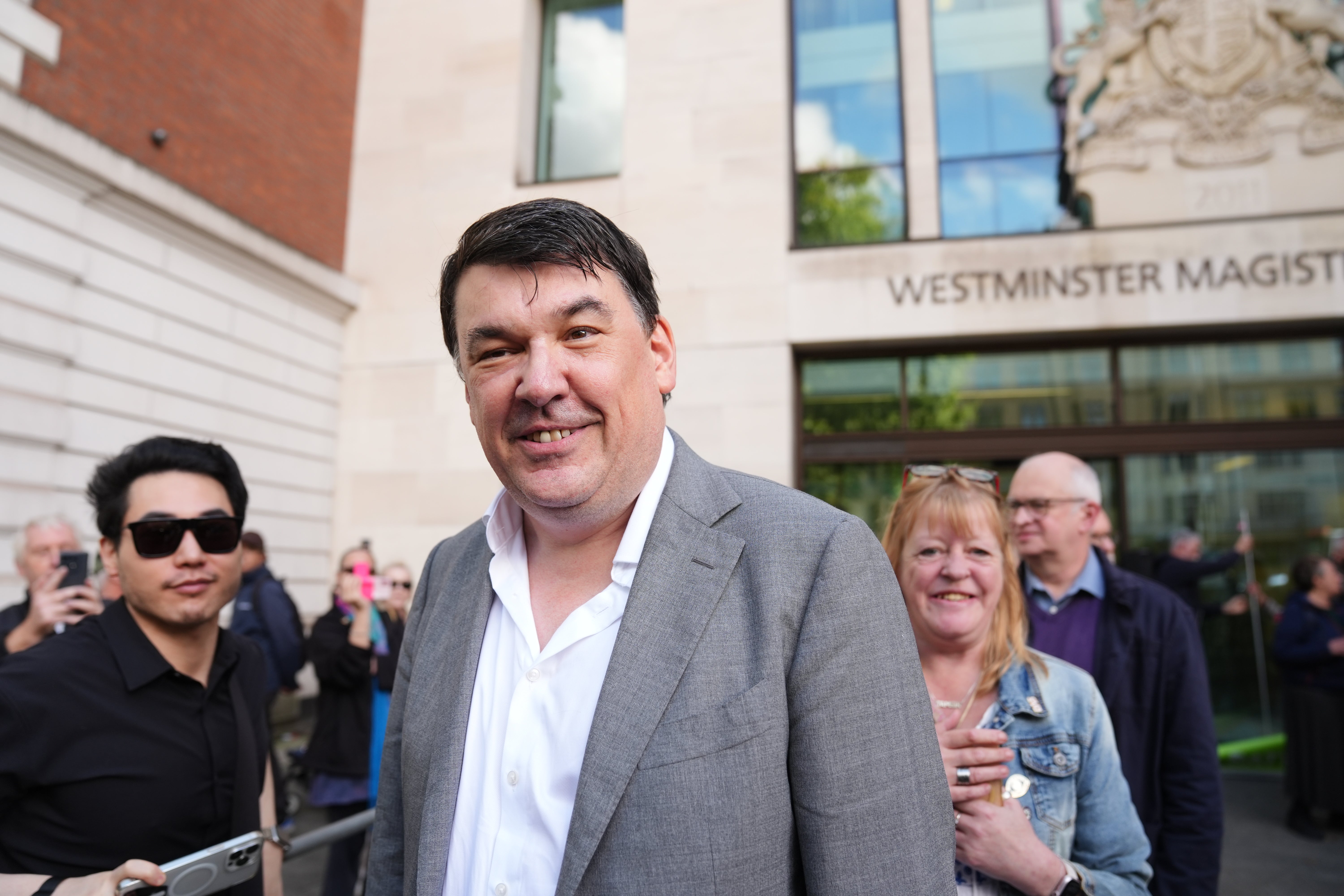 Graham Linehan outside Westminster Magistrates’ Court during a trial for allegedly harassing trans activist Sophia Brooks