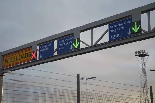 A view of a road sign at the Port of Belfast (PA)