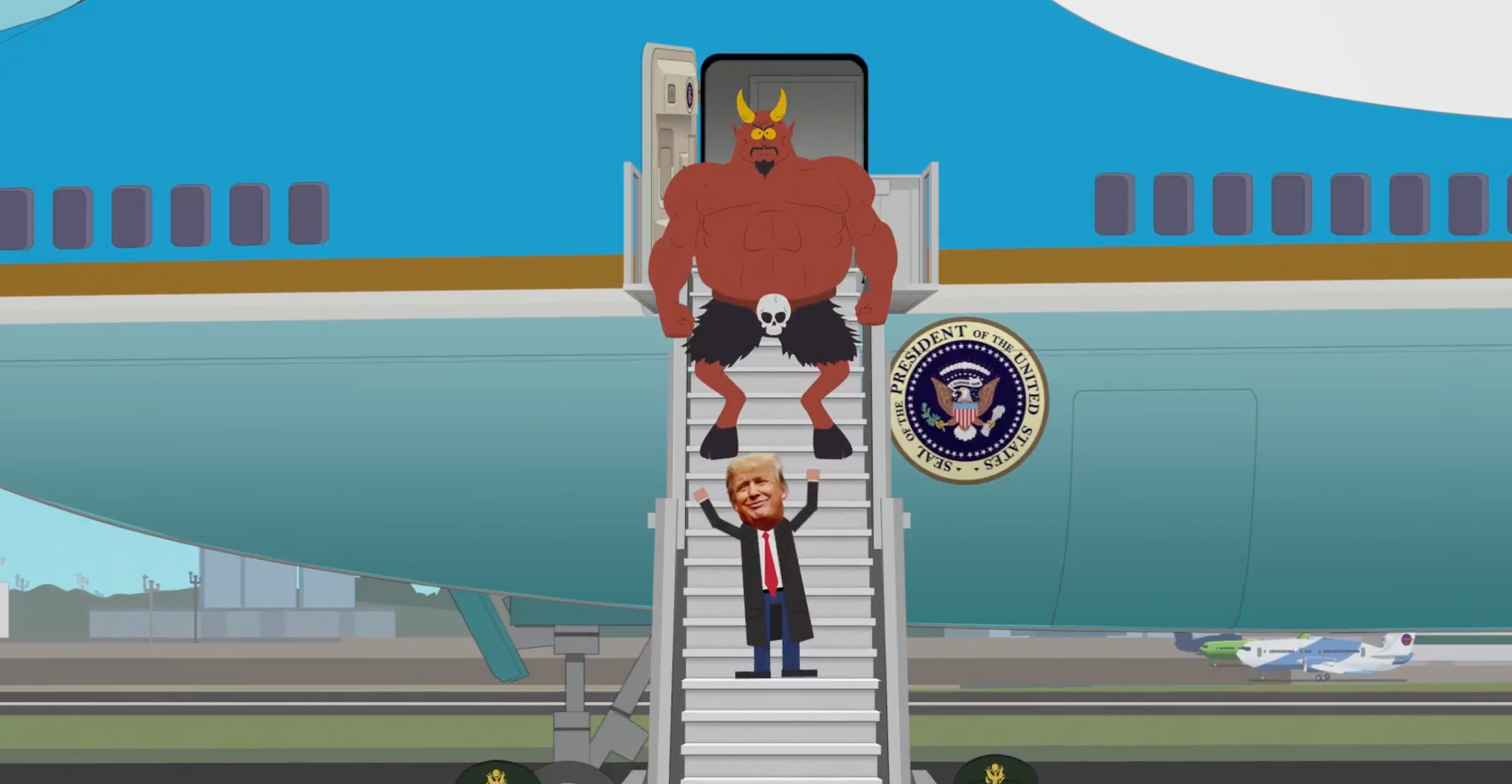 O relacionamento fictício de Trump com Satanás foi colocado em destaque durante o mais novo episódio de 'South Park'