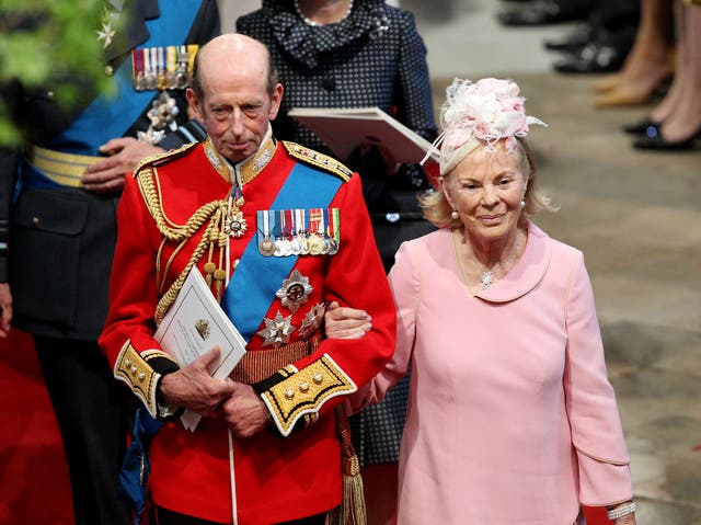 <p>The Duke and Duchess of Kent leaving Westminster Abbey after the wedding of Prince William and Kate Middleton</p>