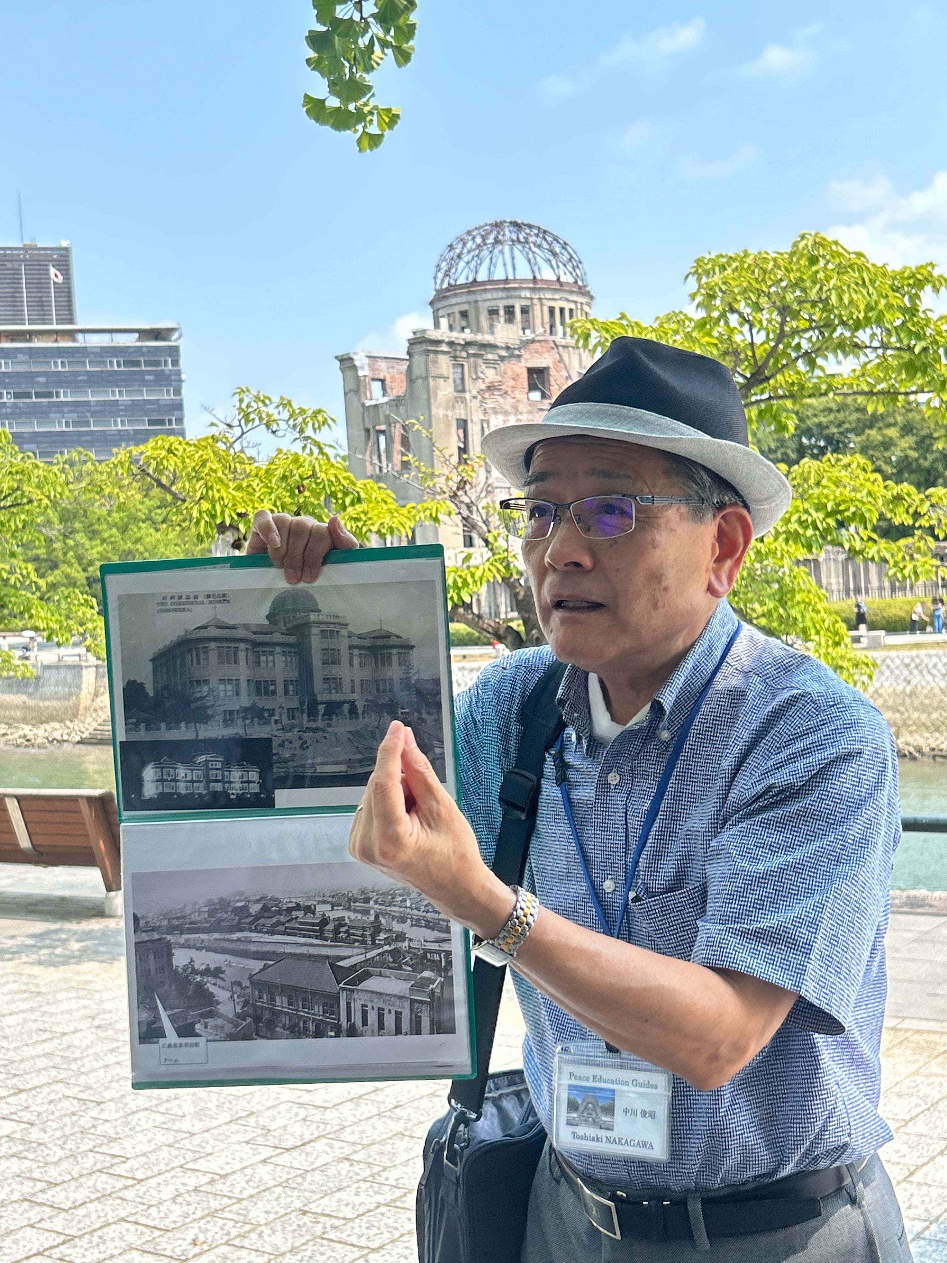 Noshiaki Nakagawa is the son of one of the people who survived the two nuclear bombs dropped on Japan, and now shares the story with visitors