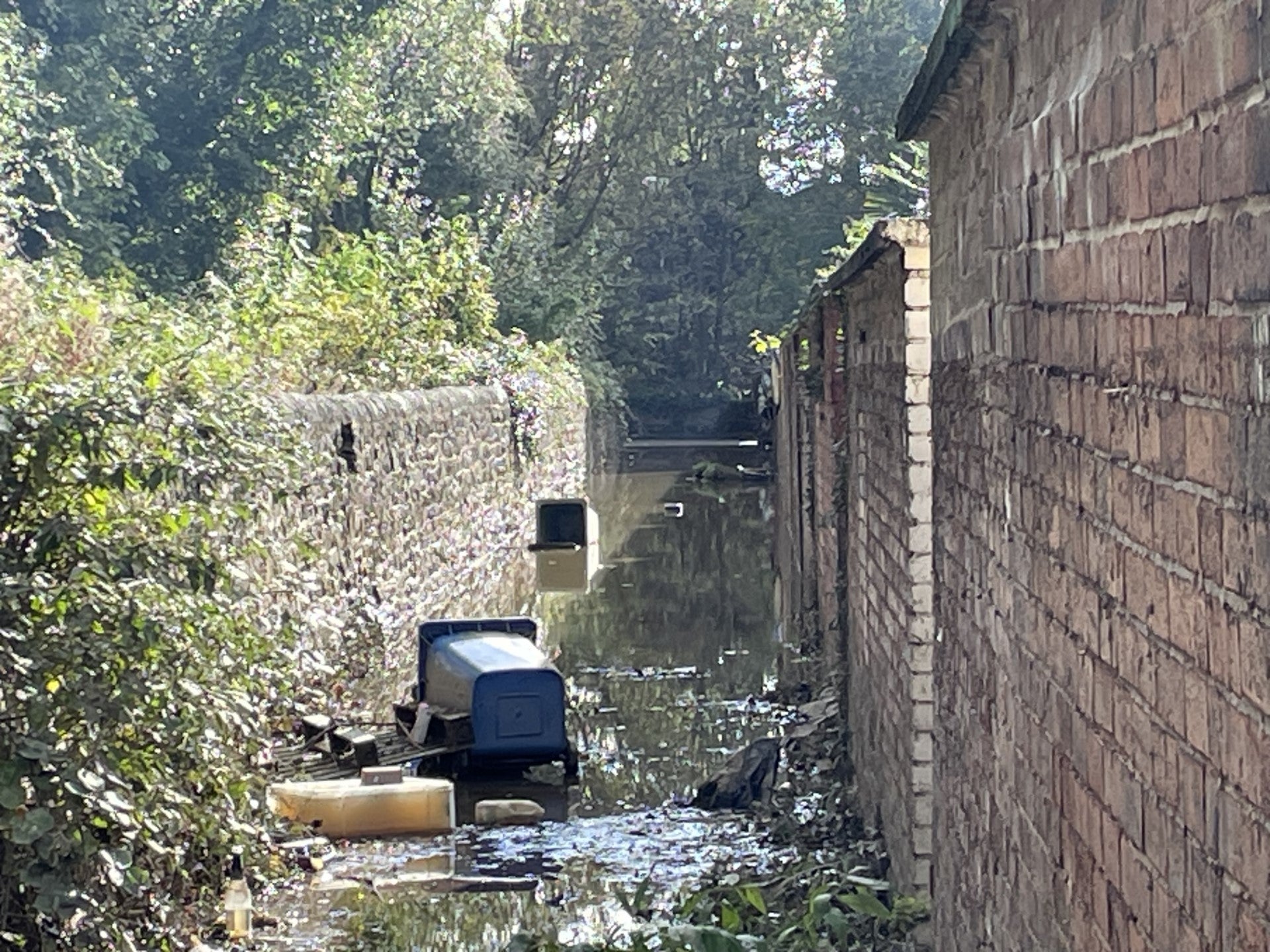 Flooding at the back of Tapton Terrace in Chesterfield in October 2023