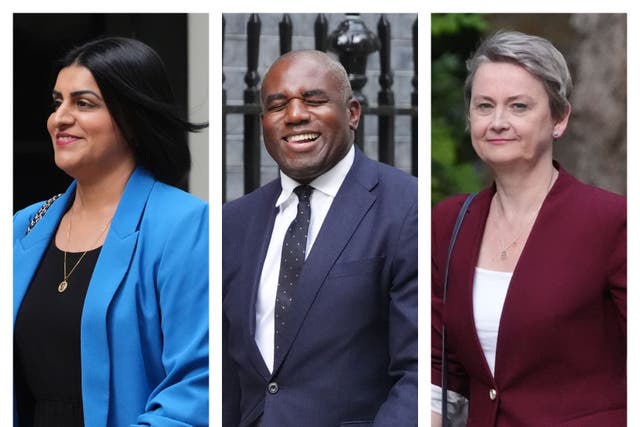 Shabana Mahmood, left, David Lammy, centre, and Yvette Cooper, right (PA)