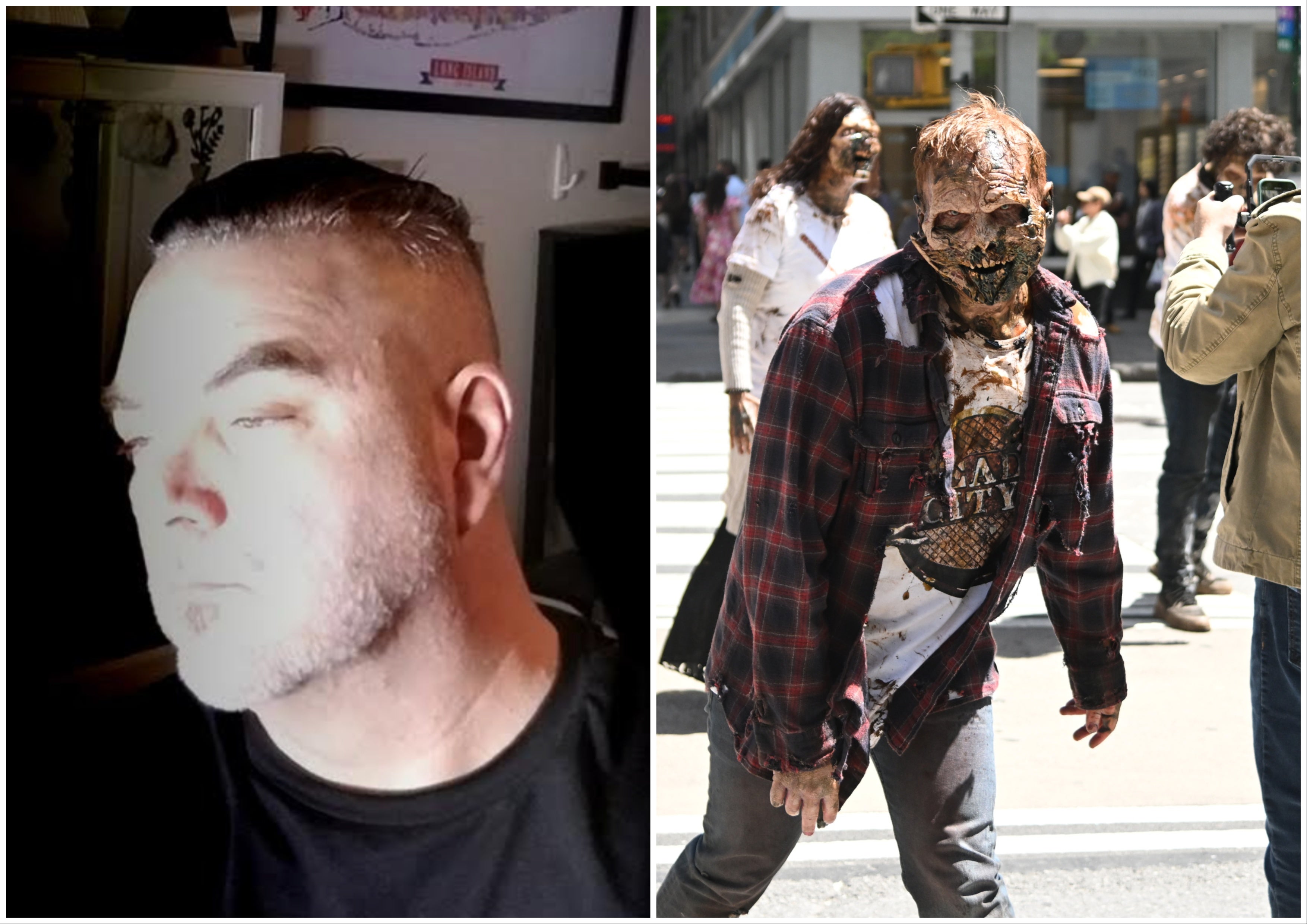 Vatican 'truther' Thomas Richards (left) says a ‘sadistic and depraved’ character on The Walking Dead named Thomas Richards has tarred him by association.
