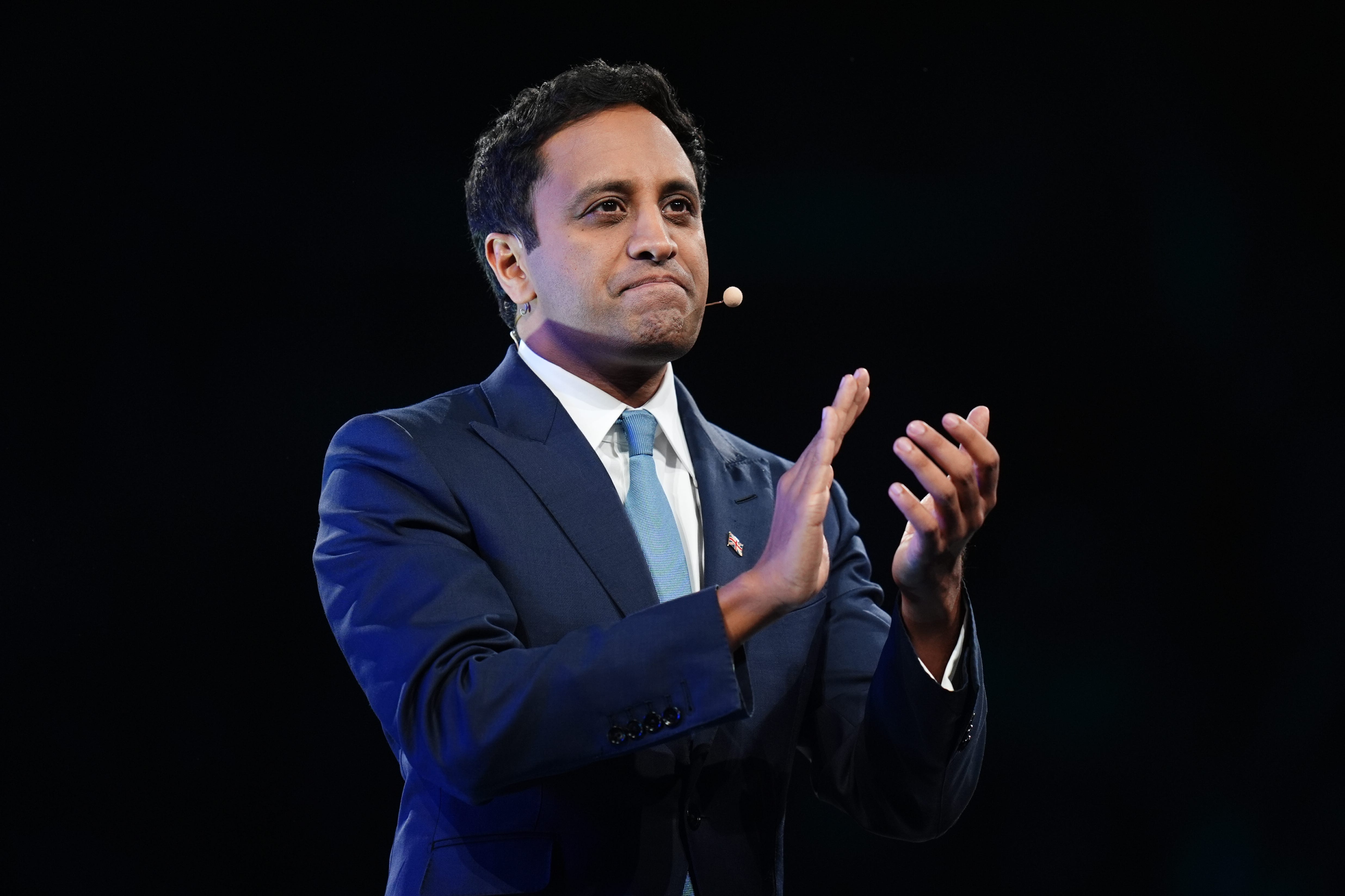 Reform UK head of policy, Zia Yusuf, speaks during the party’s annual conference at the National Exhibition Centre in Birmingham
