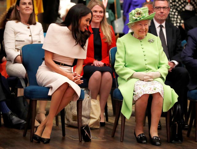 <p>Elizabeth II and the Duchess of Sussex in Chester in 2018</p>