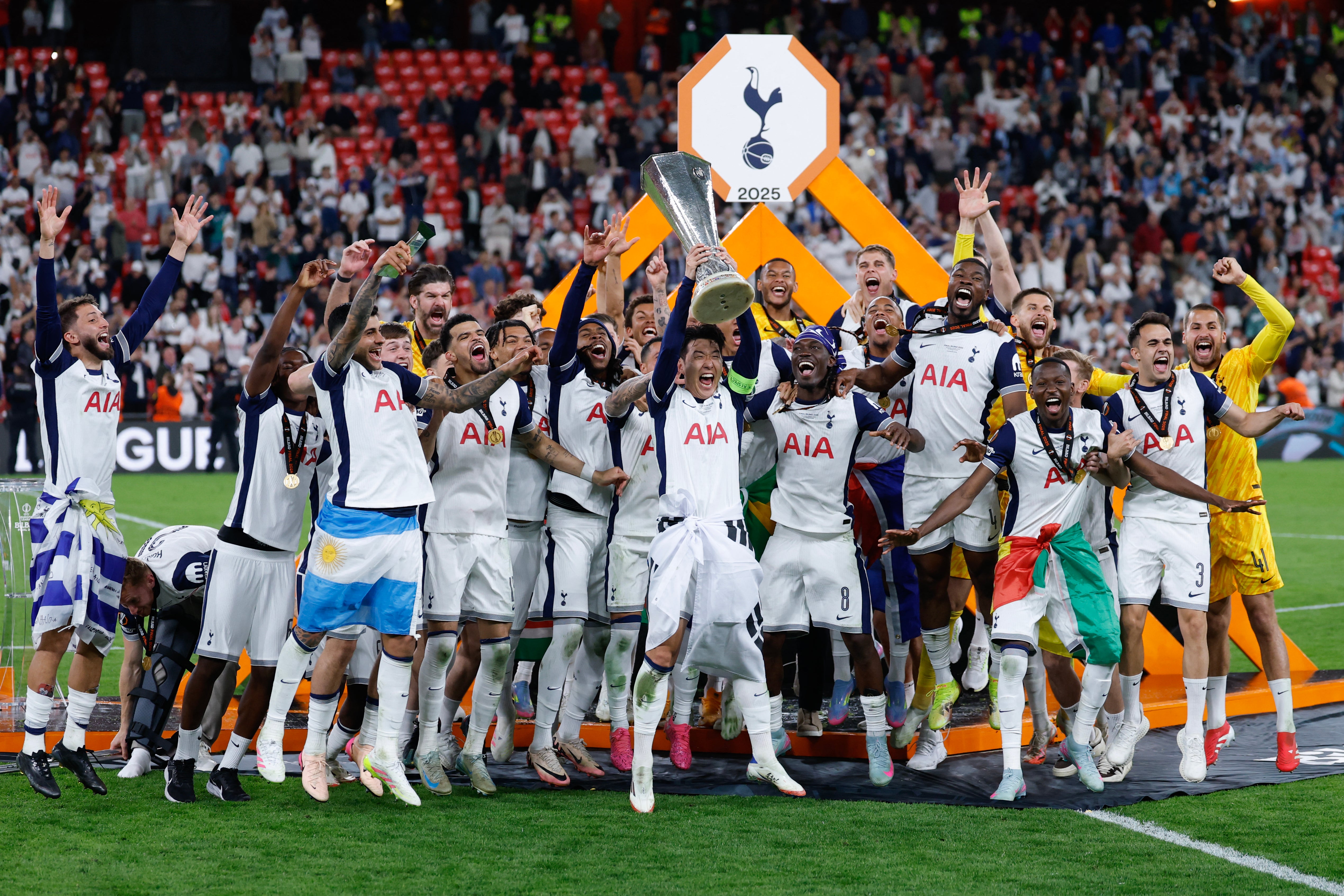 Tottenham ended their long trophy drought in the Europa League last season (AFP/Getty)