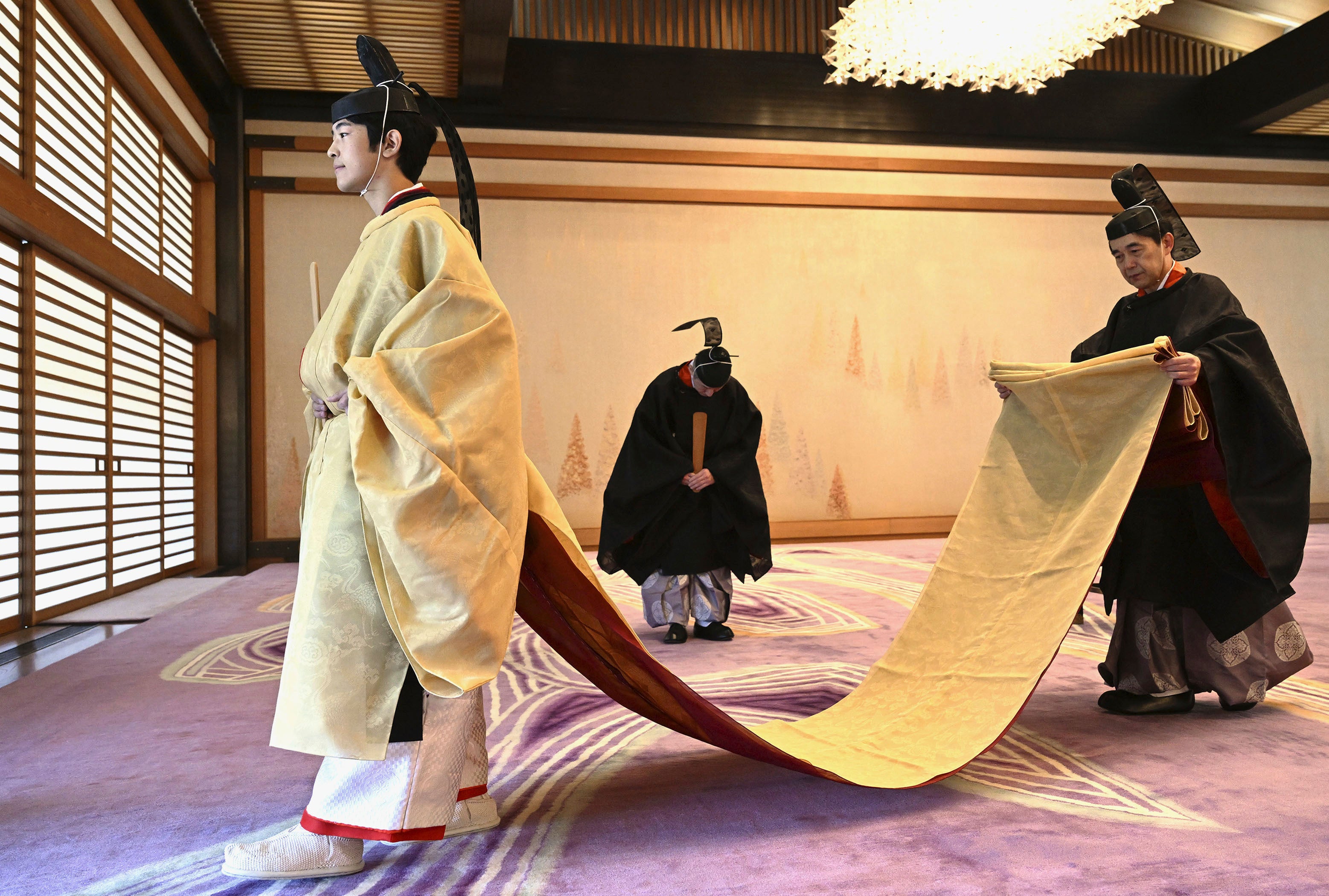 Japanese Prince Hisahito is seen in ceremonial attire during his coming-of-age rites in the Imperial Palace on his 19th birthday in Tokyo