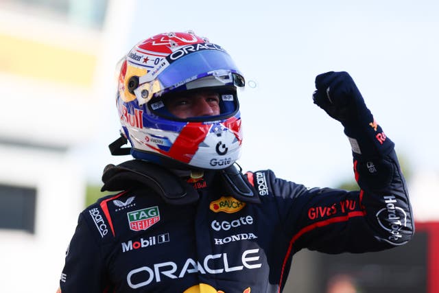 <p>Pole position qualifier Max Verstappen of the Netherlands</p>