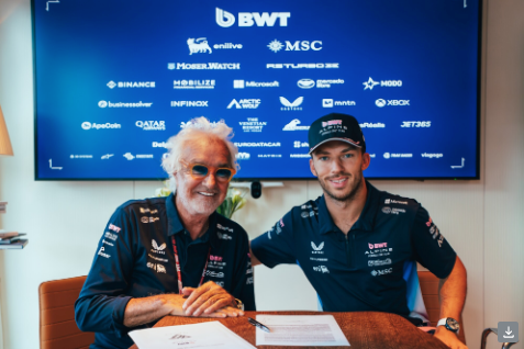 Pierre Gasly with Alpine adviser Flavio Briatore