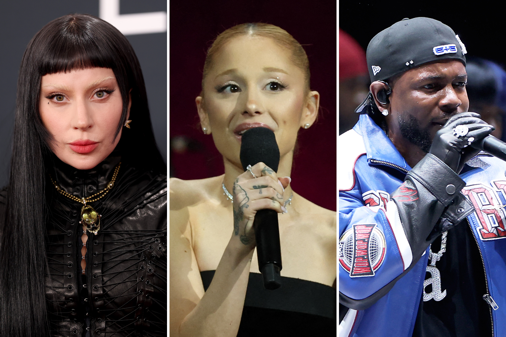 (L-R) Lady Gaga, Ariana Grande, and Kendrick Lamar are among the artists vying for Video of the Year