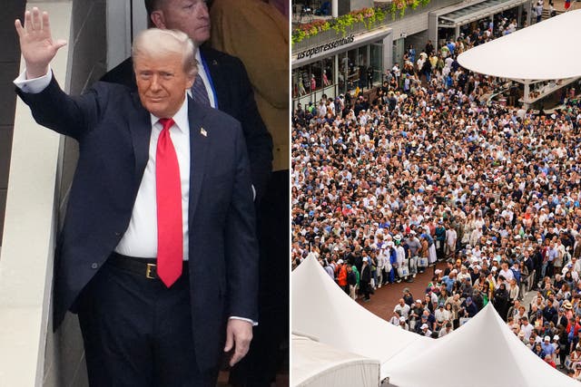 <p>Donald Trump’s presence at the US Open final means hundreds of fans could not get in to Arthur Ashe Stadium</p>