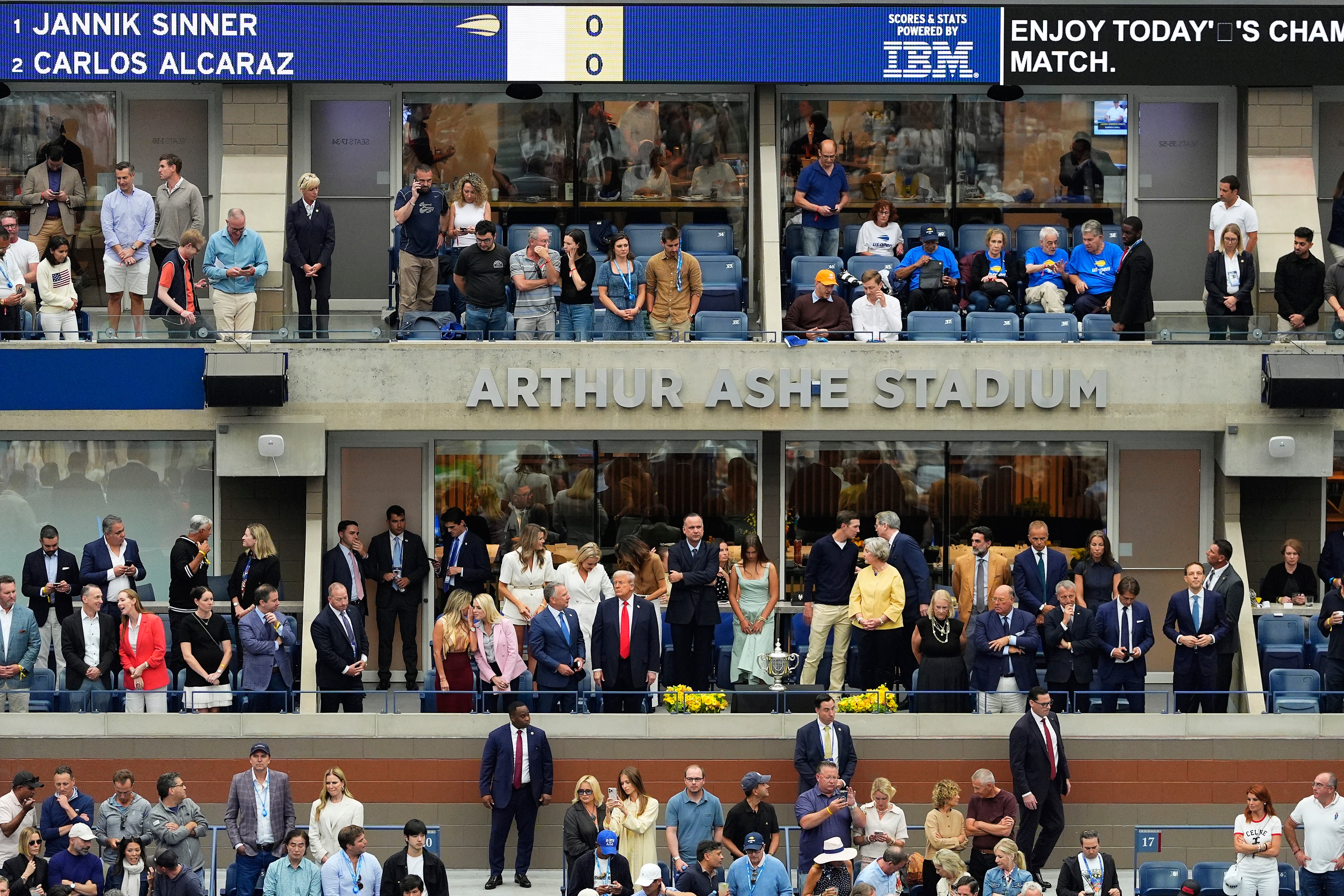 I was in the stands as Donald Trump watched the US Open. Here’s what really happened 5 President Donald Trump talks with Steve Witkoff before the start of the the men's singles final of the U.S. Open