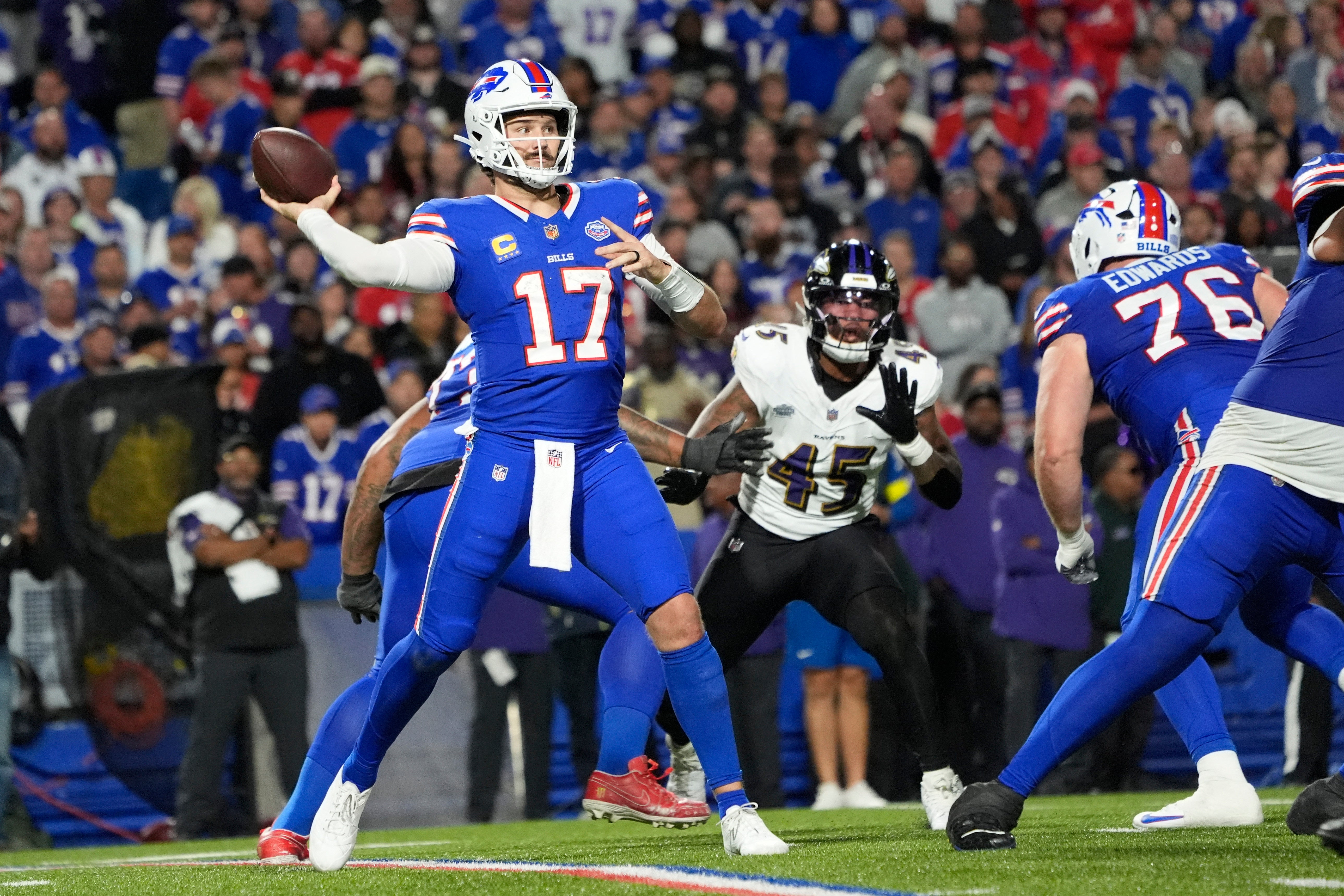 <p>Josh Allen inspired the Bills to a dramatic late win against the Ravens</p>