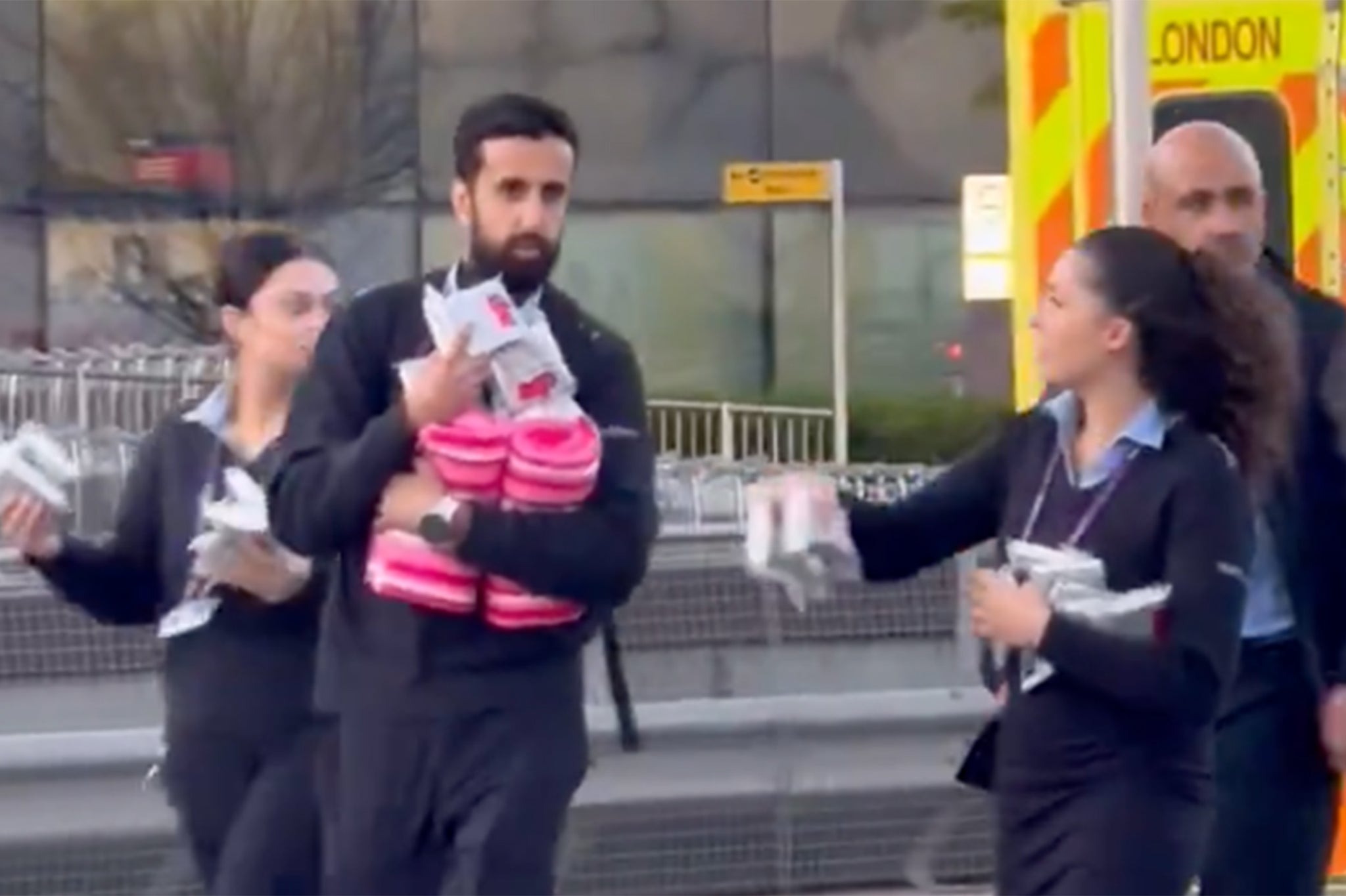 Airport staff handed out foil blankets to confused travellers