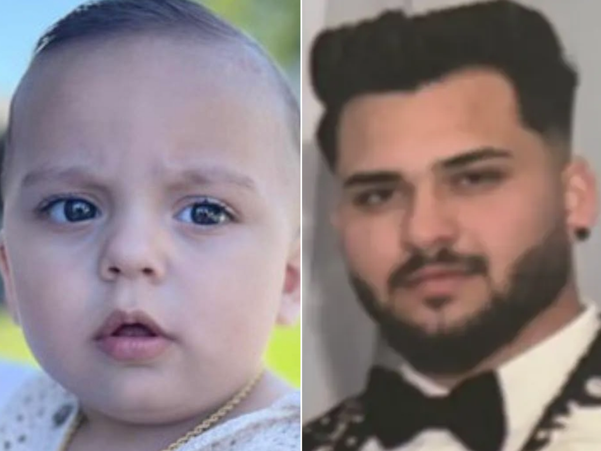 <p>Enzo Antonescu (left) was allegedly kidnapped by his father Dragan Antonescu (right) on Sunday during a violent attack</p>