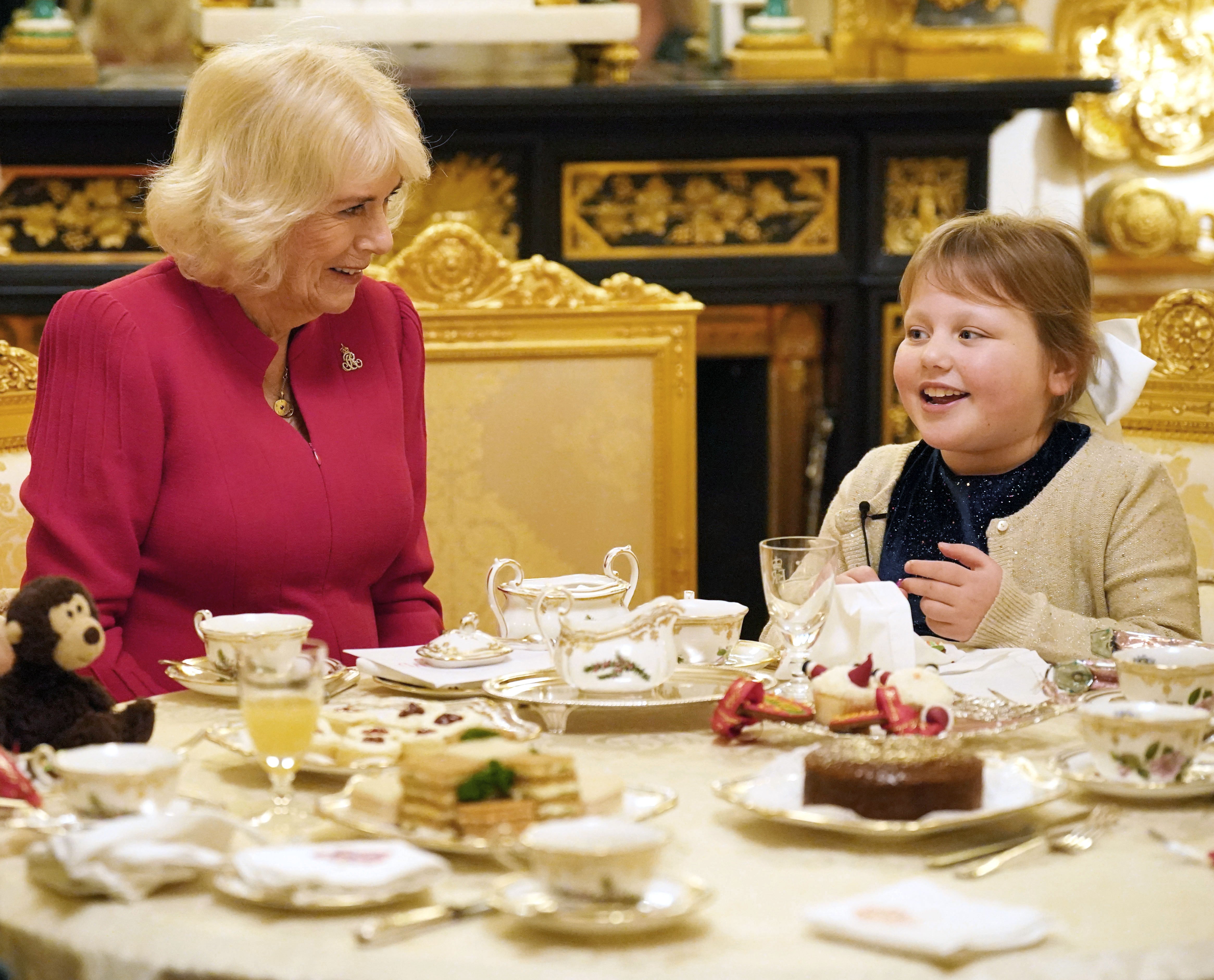 Queen Camilla having tea with Olivia at Windsor Castle
