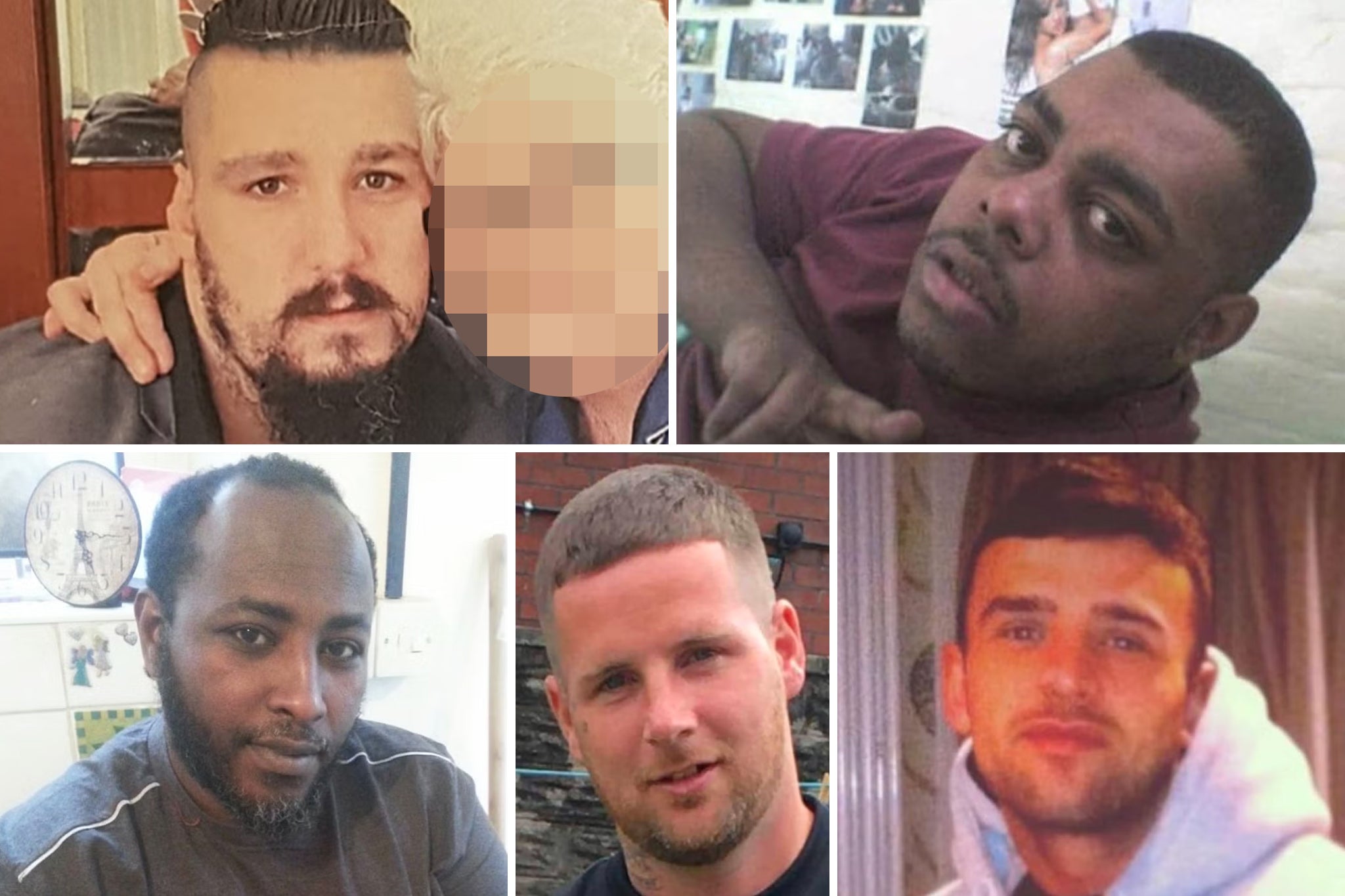 Clockwise from top: UN complainants Wayne Williams, Leroy Douglas, Josh Mcrae, Shaun Lloyd and Abdullahi Suleman (Supplied)