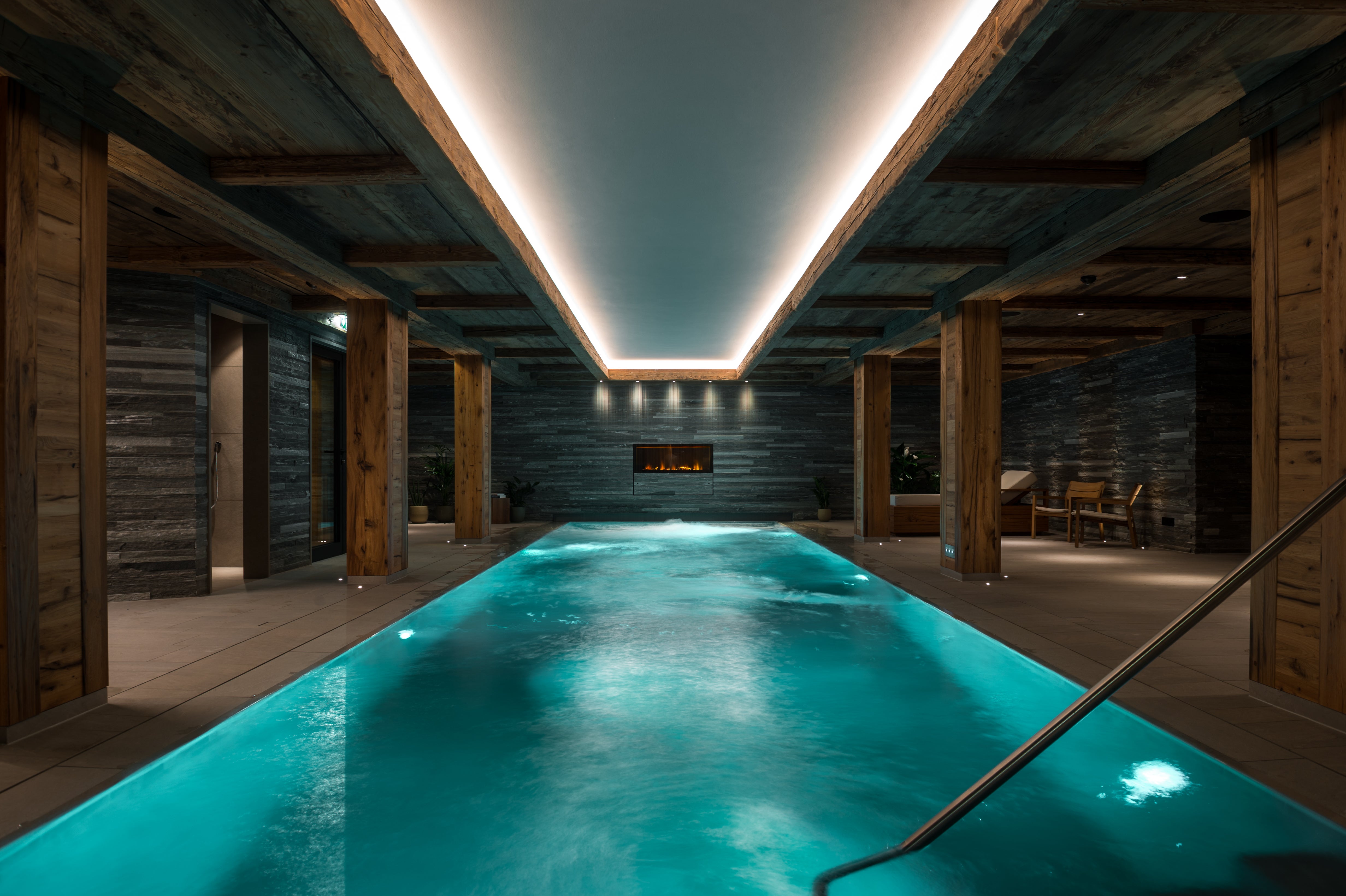 Indoor pools can be found in both chalets