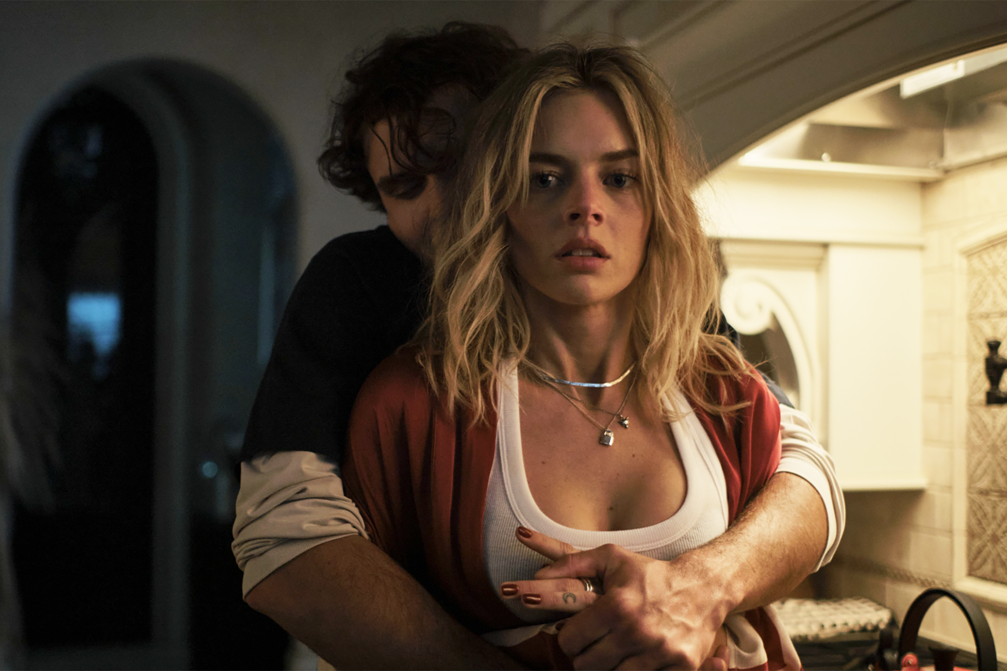 Biggest fan: Ray Nicholson and Samara Weaving in ‘Borderline’