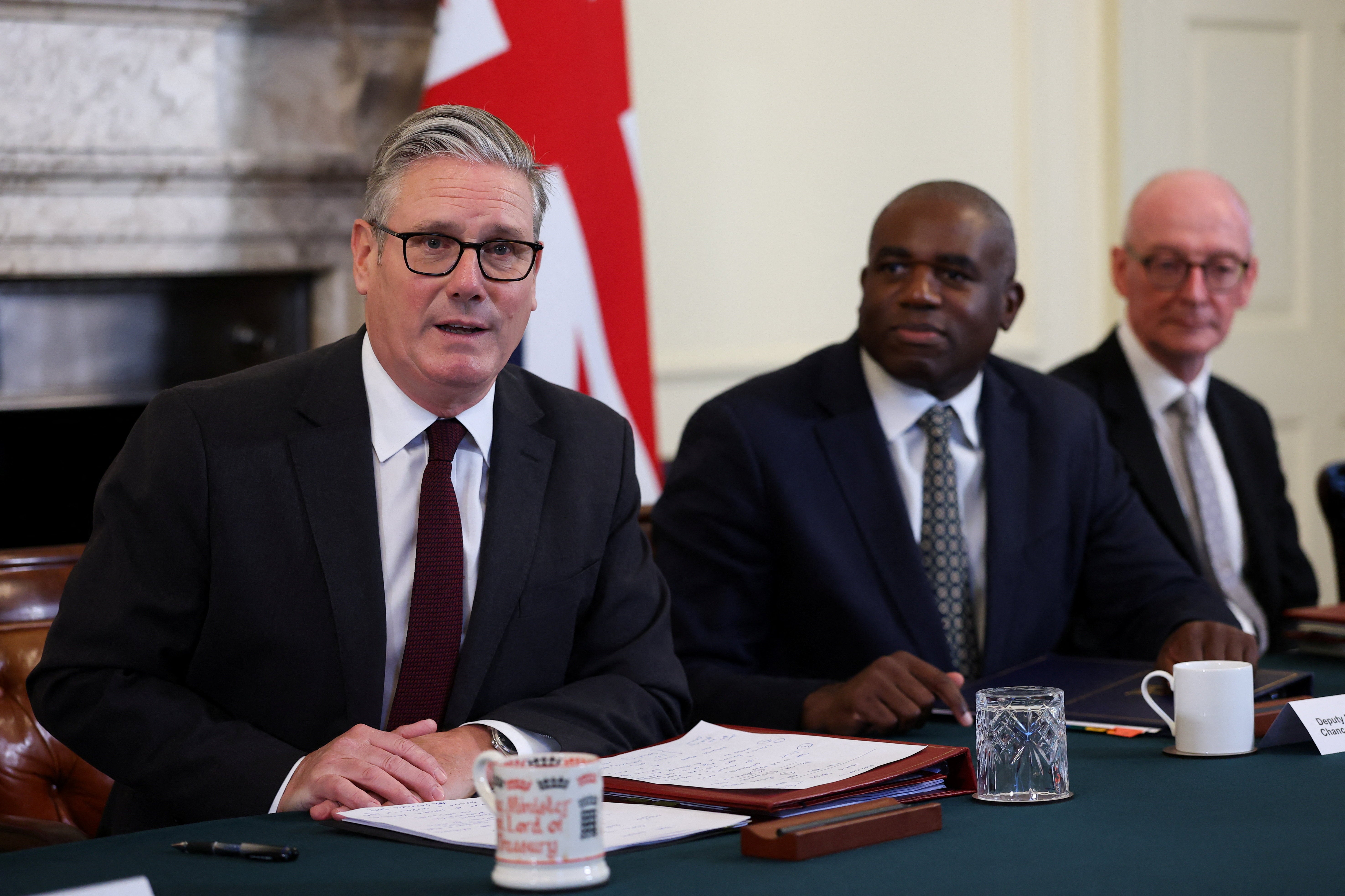Starmer addresses the first meeting with his new cabinet, following two reshuffles, on 9 September
