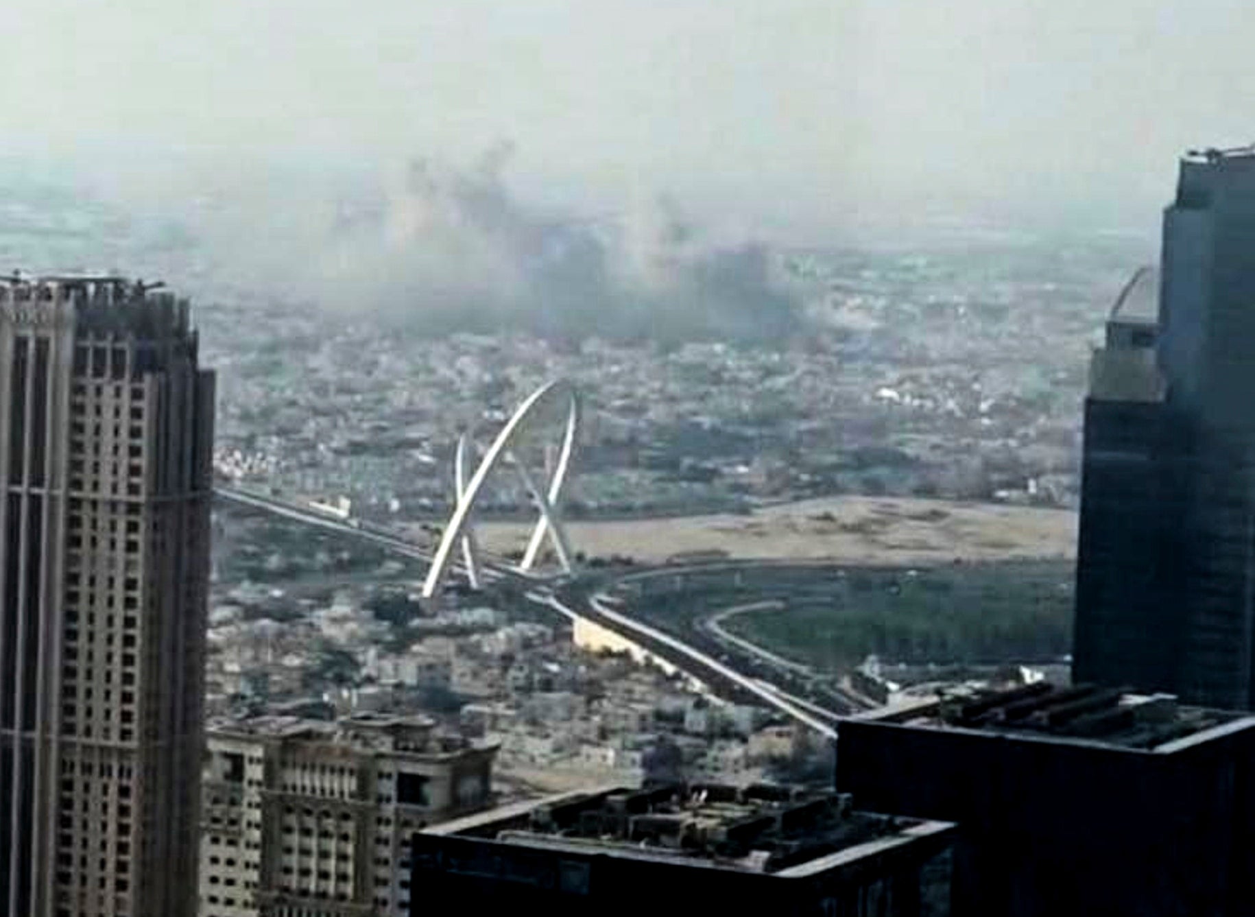 Smoke rises following an explosion supposedly caused by an Israeli attack in Doha, Qatar, on Tuesday