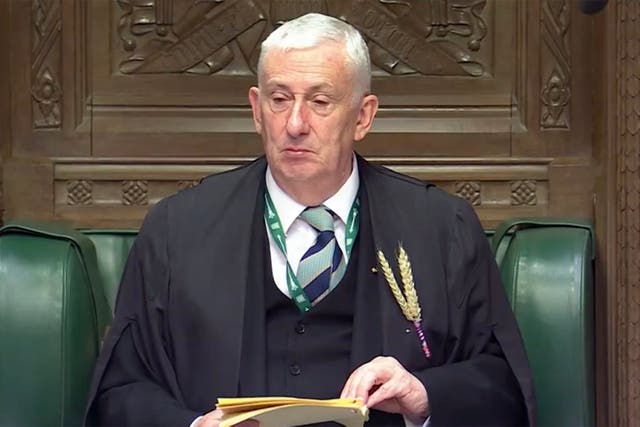 <p>Lindsay Hoyle wore a wheat sheaf pin badge during PMQs</p>